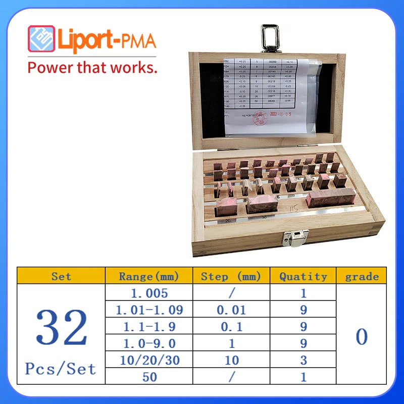 32 pcs,Block Gauge Set,0 /1 Grade,High Speed Steel ,Tools for Carpenter,Inspection and Measurement,Custom Gauge Available