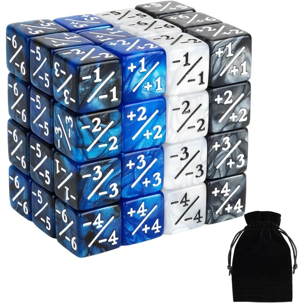 48 Pieces Magic Counter Dice Plus 1 MTG Counters Dice Set Marble Life Buff Tokens D6 Dice Compatible with Magic The Gathering