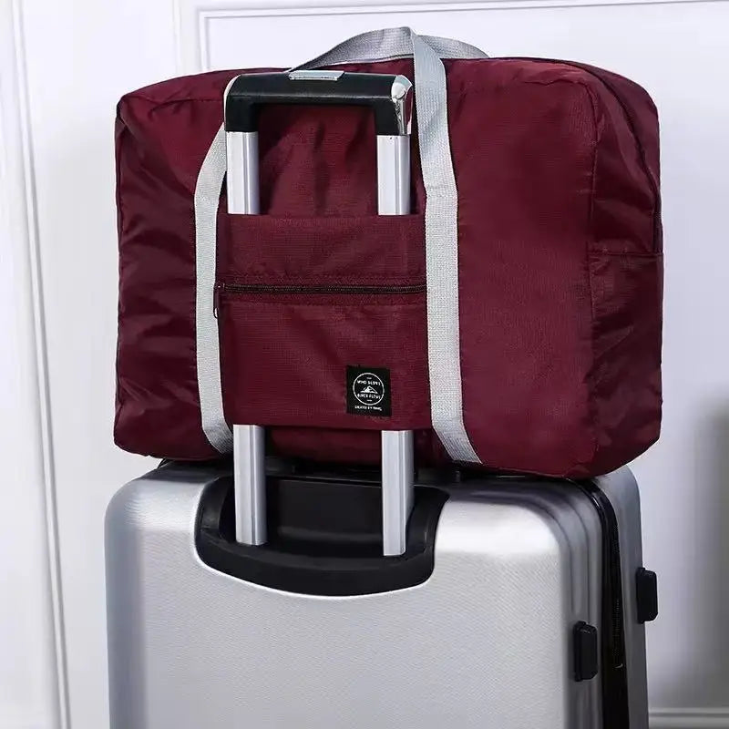 Foldable Travel Duffle Bag Large Capacity Nylon Carry On Handbag Lightweight Multifunctional Storage Tote for Airplane Weekend
