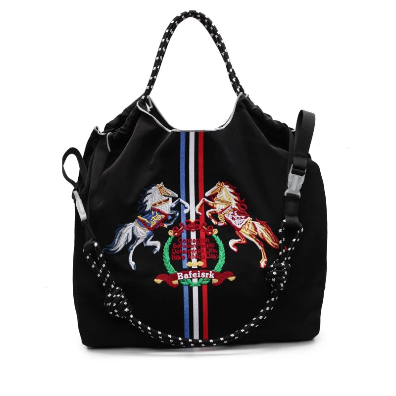 Fashionable Large Capacity Ma'am Canvas Bag 2025 New Cloth Shoulder Tote Bags Drawstring Shopping Handbag Thin Style Canvas Bag