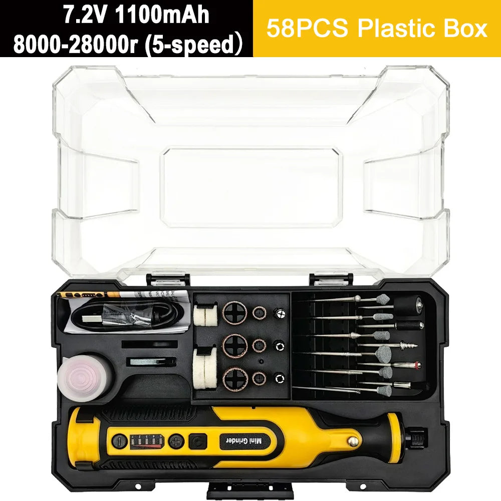 5000-20000r 4.2V Engraver Electric Drill Mini Grinder Engraving Pen Drilling Machine Cordless Rechargeable Micro Rotary Tool Kit