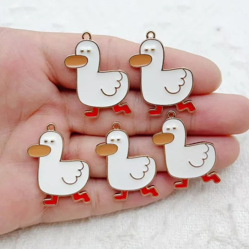 10pcs cartoon cute refueling duck drip oil alloy pendant DIY handmade earrings keychain accessories materials