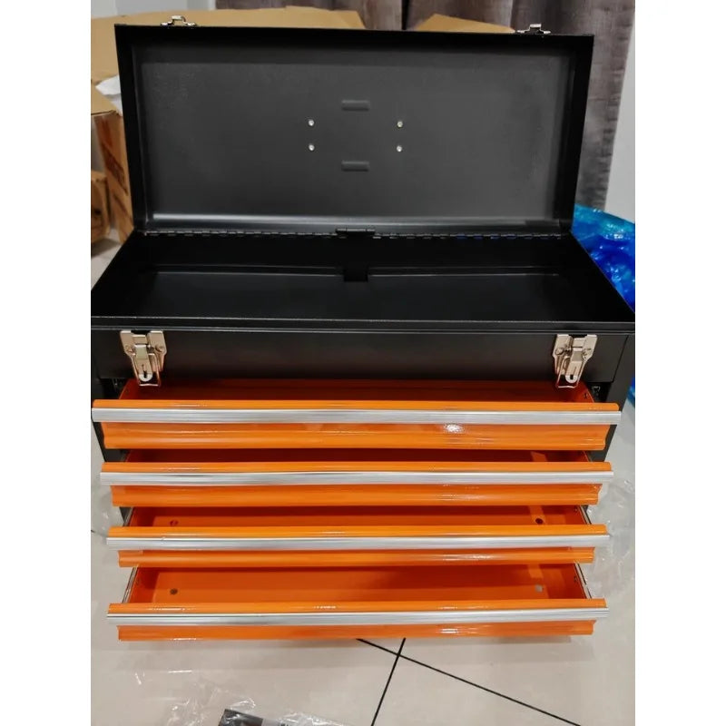 Portable Metal Tool Box With 3 4 Drawers Waterproof Design For Electrician Maintenance And Home DIY Projects