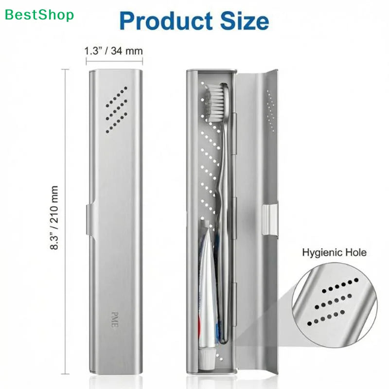 ☪Empty Aluminum Toothbrush Travel Case, Portable Travel Toothbrush Holder, Durable Manual Tooth Brush Box Container