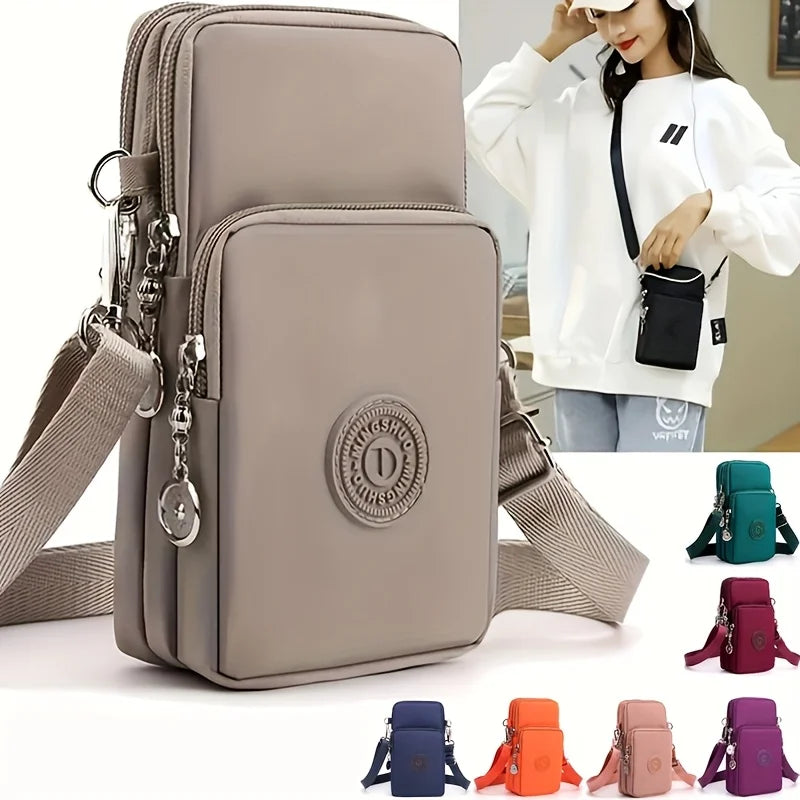 Stylish Beige Multi Pocket Crossbody Sling Bag Lightweight Phone Purse with Adjustable Strap Shoulder Bag for Women Everyday Use
