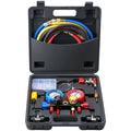 SucceBuy 4 Way AC Gauge-AC Manifold Gauge Set with 5ft Hoses for R134A/R22/R12/R410A Work on Car Freon Charging and Evacuation