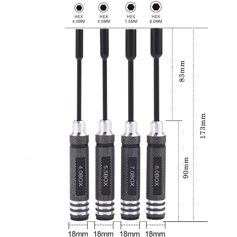 New 4PCS/Set Metal Hex Nut Wrench Socket Screwdriver 4.0/5.5/7/8mm for RC Model Car SCX10 TRX4 Toys Ships and Planes
