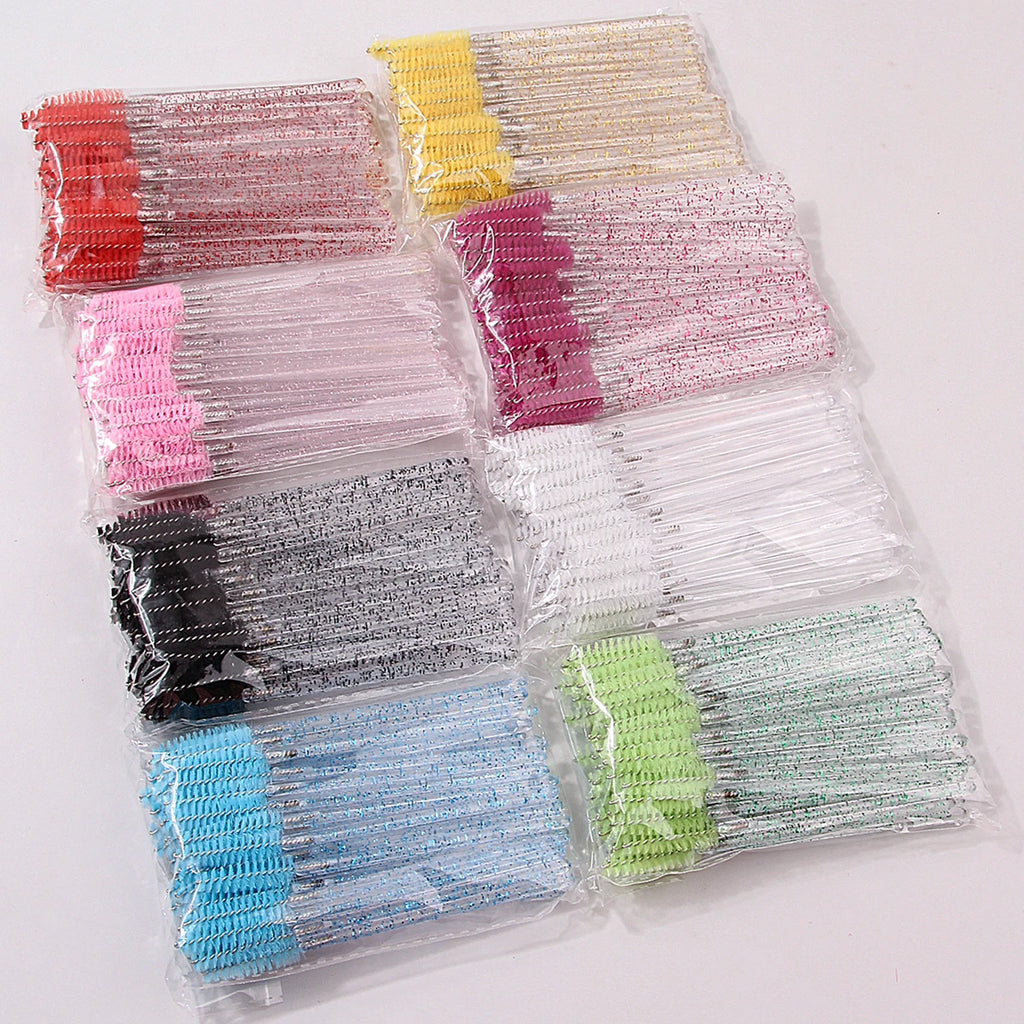 50pcs Reusable Crystal Rod Eyelash Brush Eyelash Comb Eyebrow Comb Eyelash Curl Spiral Multi Purpose Portable Makeup Brush