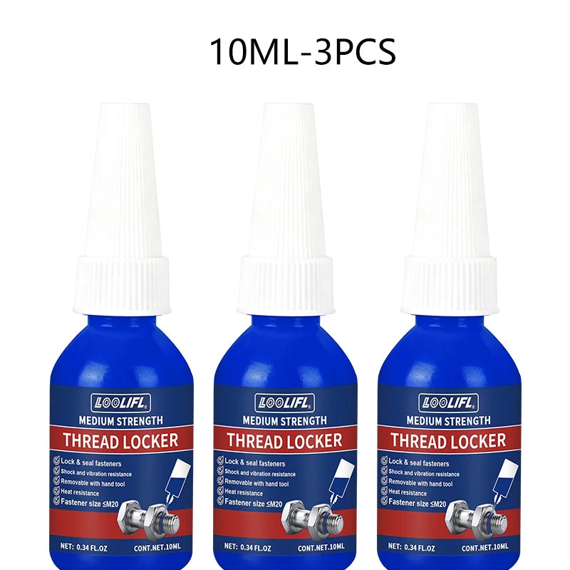 L00Lifl Blue Screw Adhesive 10ml - High-Strength, High-Temperature Resistant, Anti-Vibration Adhesive Specifically for Metal Fasteners, Removable Anaerobic Adhesive with Thread Locking Agent, Industrial-Grade Strength Adhesiv