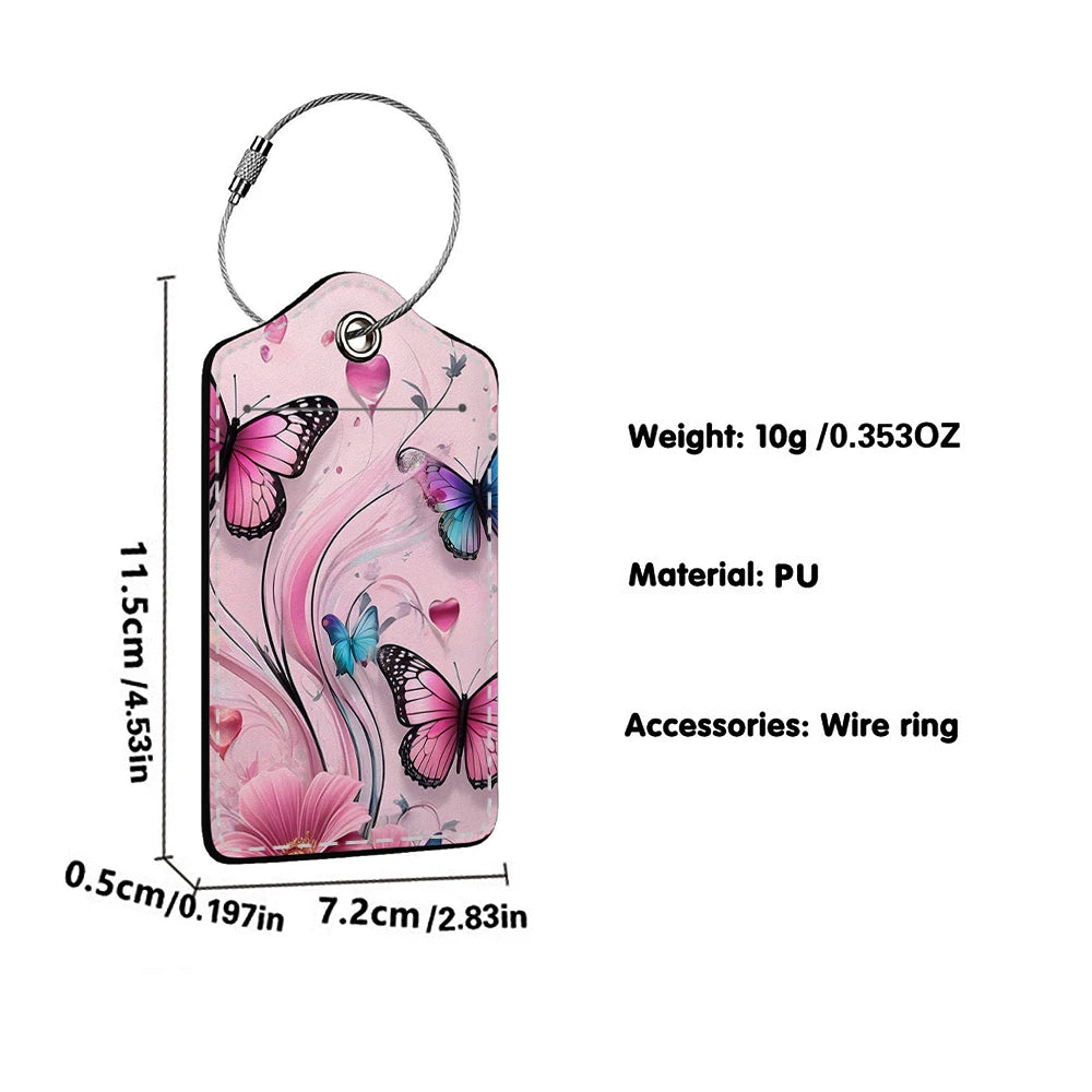 HOT SALE Tyrant butterfly Leather Business Luggage Tag Suitcase Address Label Luggage Boarding Case Label Name ID Address Clip