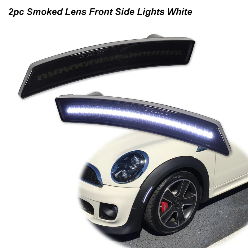 For Mini Cooper R55 R56 R57 R58 R59 R60 R61 Smoked Lens LED Side Marker Lamp Amber Front Red Rear Side Fender Lights