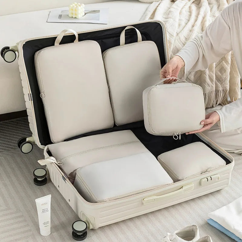 6 pcs Travel Compression Packing Cubes Luggage Bag Handheld Clothes Storage Bag Portable Suitcase Expandable Saver Space Bag