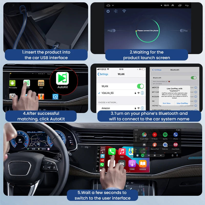 Cpc200 Ccpa Carlinkit Usb Wireless Carplay Android Auto Box Carlink Aftermarket Head Unit Car Screen Car Play Adapter