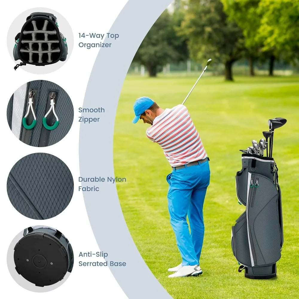 14-Way Lightweight Golf Cart Bag,3.7 LBS,Top Dividers,7 Zipped Pockets With Cooler, Custom