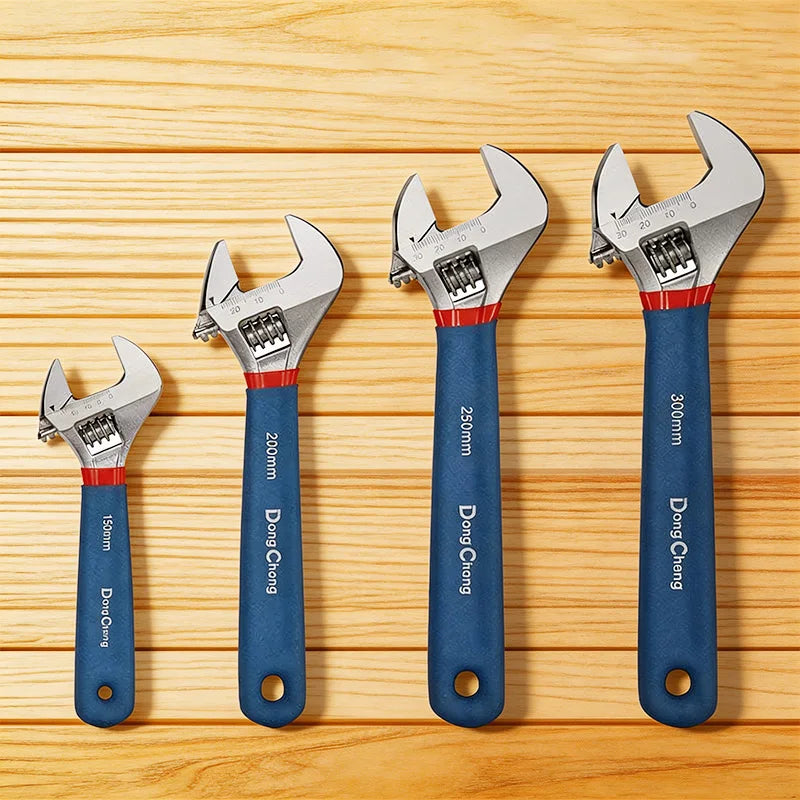 Drop Forged Adjustable Wrench Set 6 8 10 12 15 Inch Tool Steel with Dipped Handle Chrome Plated Heavy Duty for Auto Plumbing