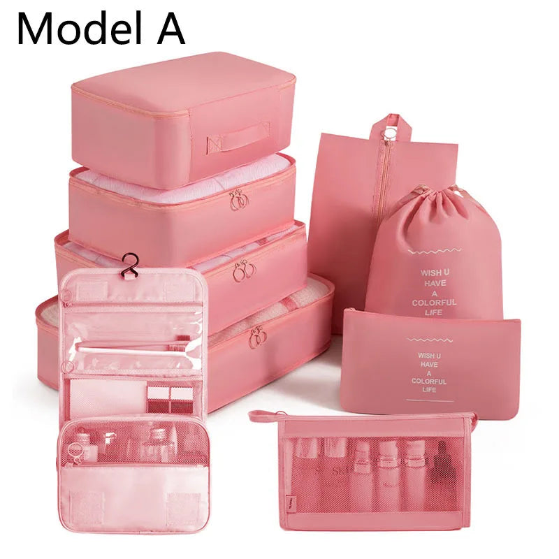 9Pcs/set High Quality Luggage Storage Bags For Packing Cube Clothes Underwear Cosmetic Bag Travel Suitcase Organizer Bag Pouch