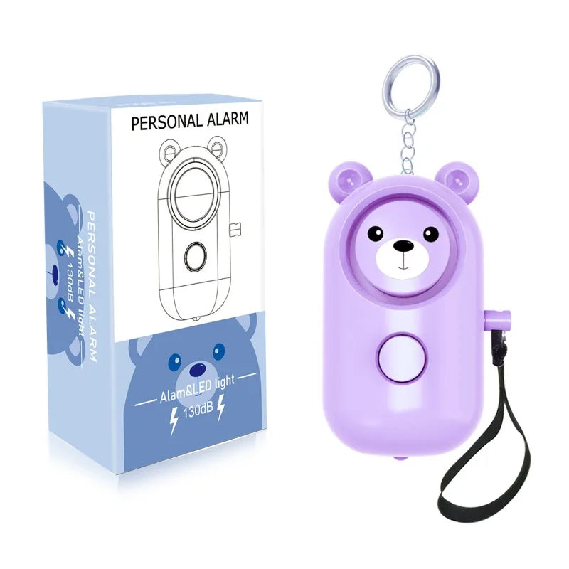 Bear Style Emergency Alarms,Security Alarm Keychain Protective Devices Personal Siren Ring with LED Light,130Db