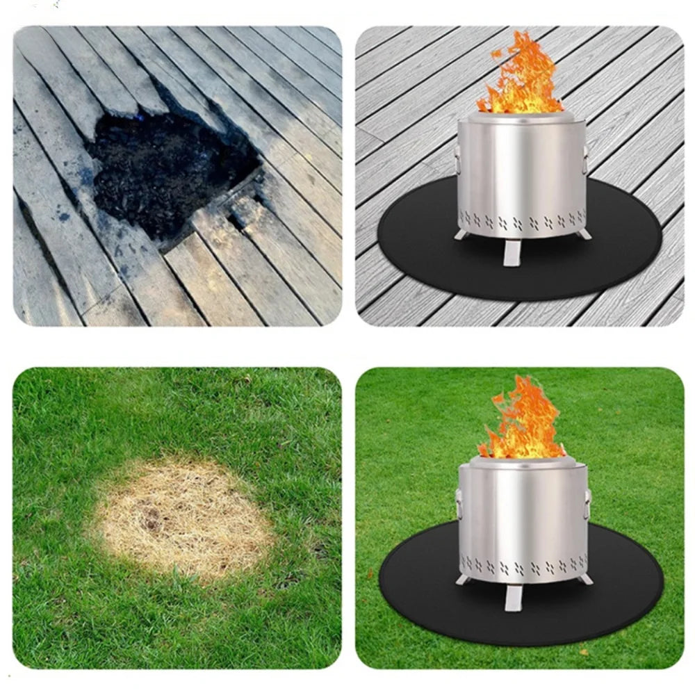 New Design Barbecue Heat Insulation Fireproof Mat Bbq Fire Pit Mat Silicone Fiberglass Heat Insulation Mat Bonfire Mat Fireplace