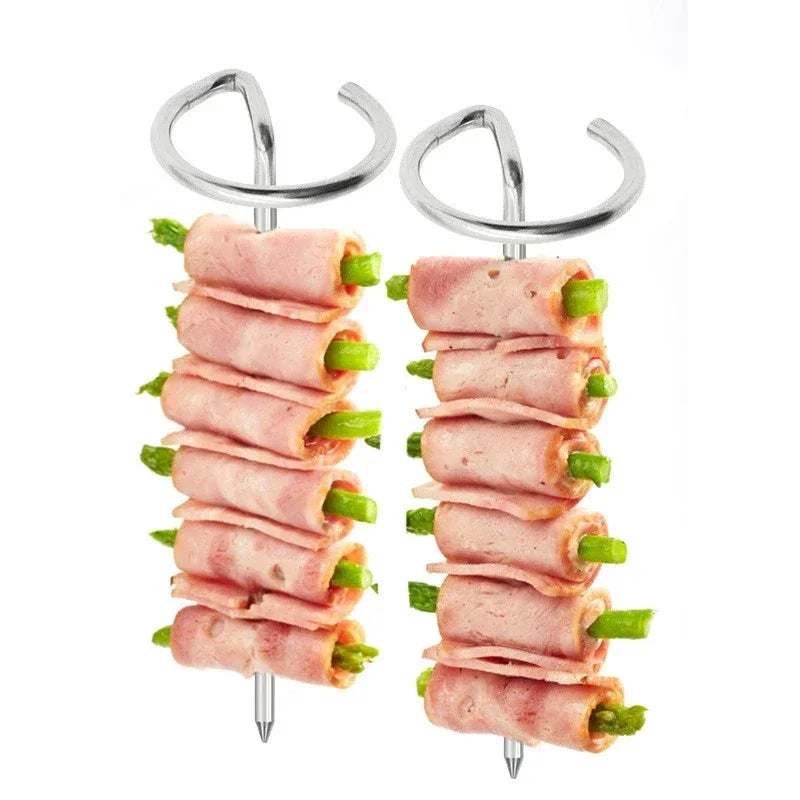 10PCS Reusable Thick Vertical Barbecue Skewers Family Set for Grilled Meat And Vegetables Lamb Kebab Needles
