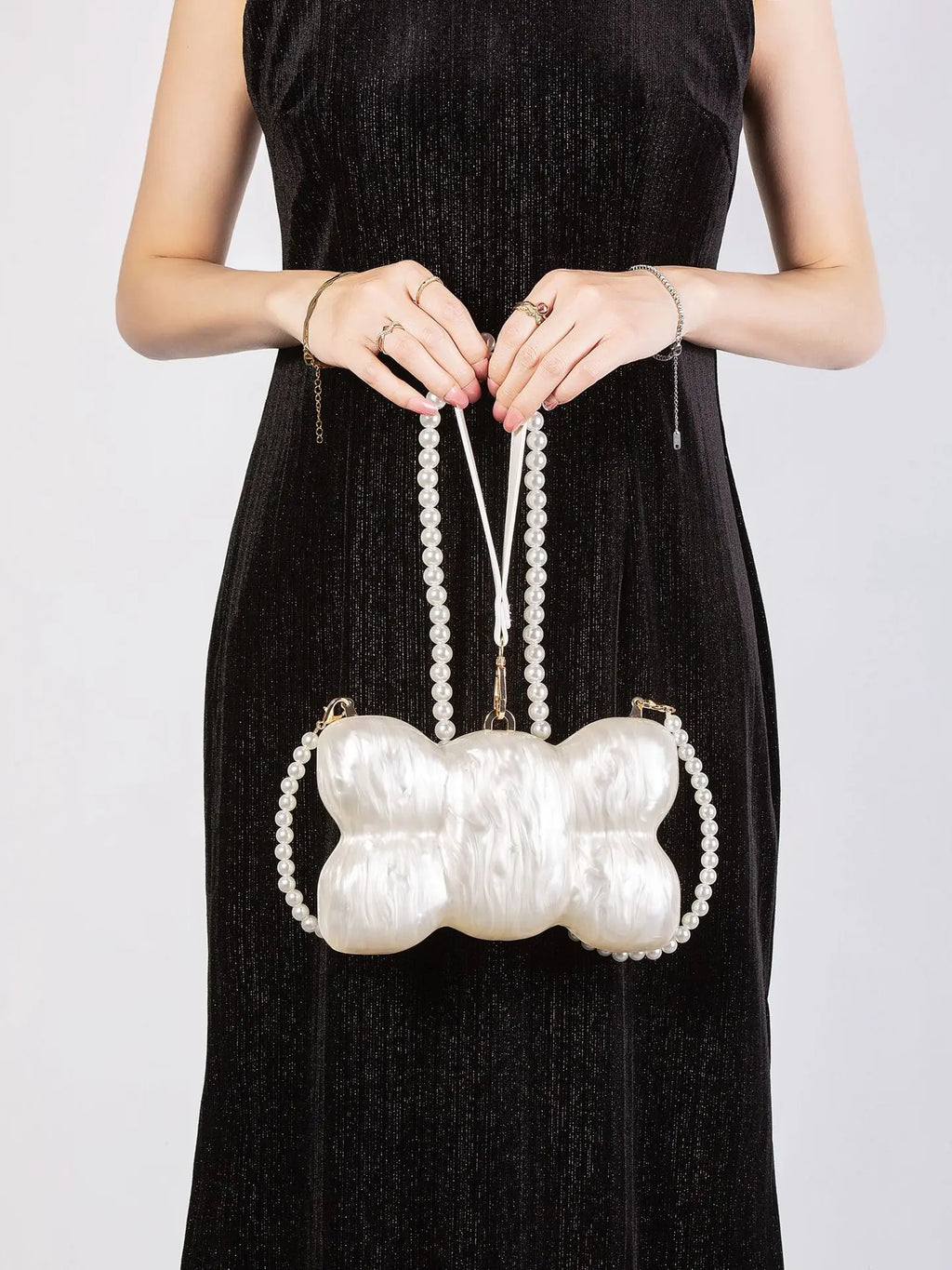 Chic Women Acrylic Cake Bag Cute Pearl Evening Clutch Bag Beading Pearl Purse For Wedding Party Luxury shoulder Handbag Designer