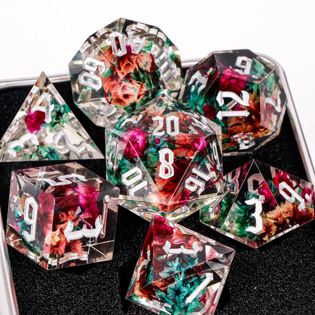 Blue Resin D&D Dice Set 7pcs Polyhedral Dice for Dungeons and Dragons, RPG Dice Role Playing Games D4, D6, D8, D10, D12, D20