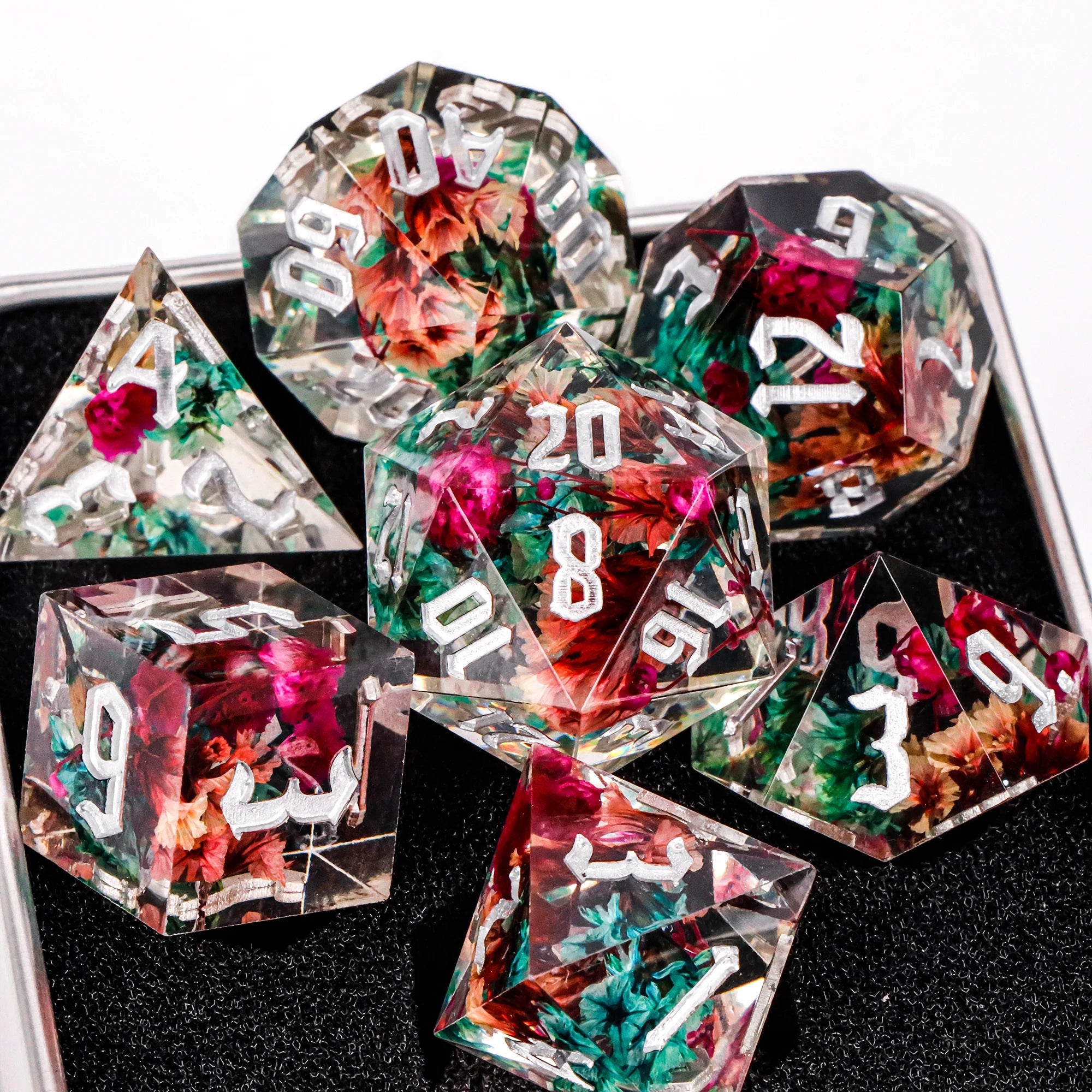 Blue Resin D&D Dice Set 7pcs Polyhedral Dice for Dungeons and Dragons, RPG Dice Role Playing Games D4, D6, D8, D10, D12, D20