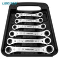 Libraton Offset Wrench Set Metric 6PCs Ratcheting Box Wrenches 6-19mm with Storage Organizer Box, Christmas Gift for Man