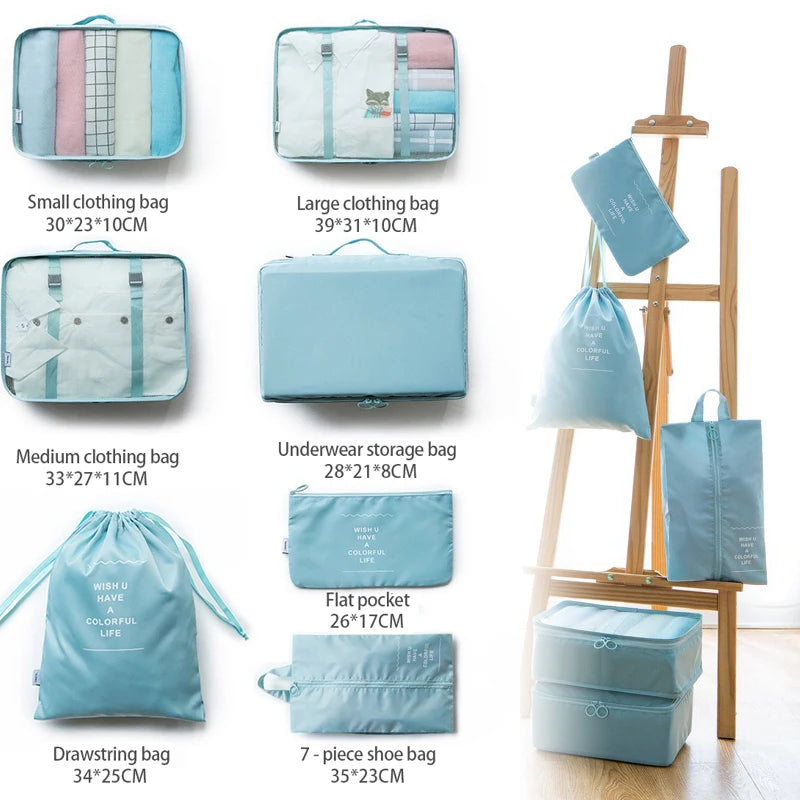7 Pcs Set Travel Storage Bags, Luggage Organizer Clothes Sorting Foldable Organizer,  Waterproof Suitcase Packing Bags SNBD021