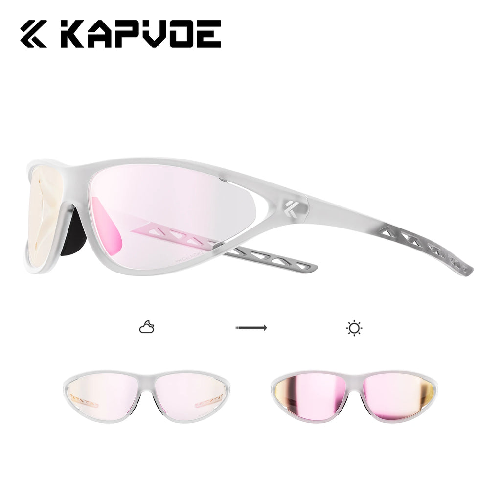 Kapvoe New Fashion Cycling Sunglasses Men Photochromic Glasses Mountain Running Hiking Eyewear Sports UV400 Climbing Goggles