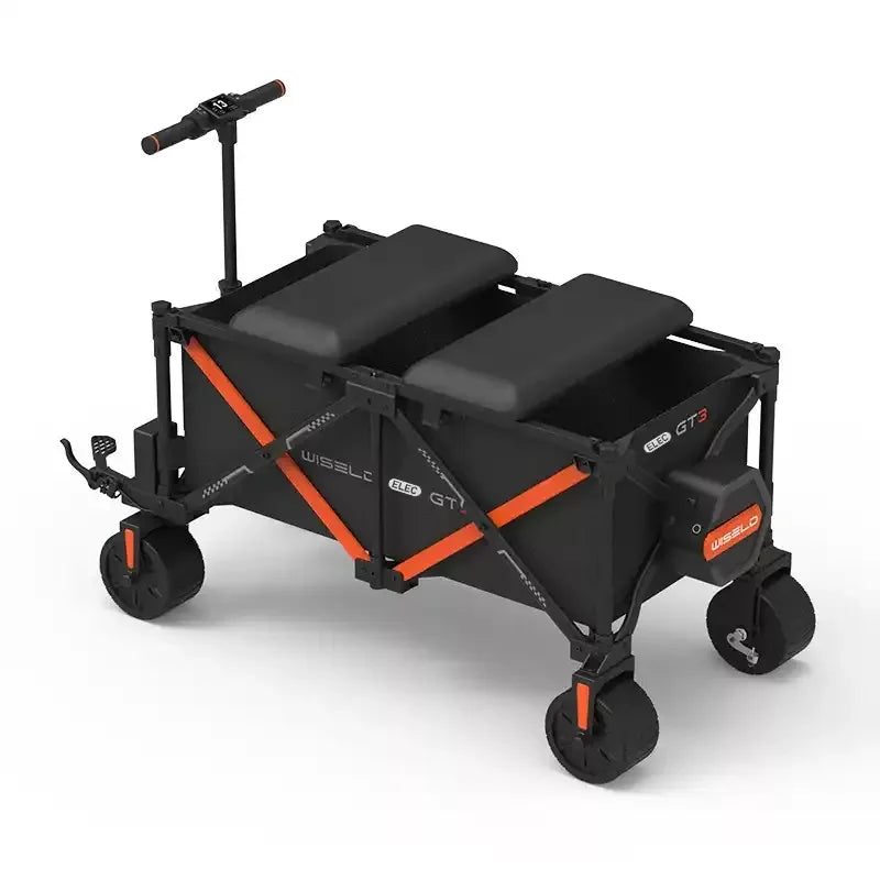 WISELD GT3 Dual Seats Ridable Electric Wagon Large Capacity Cycling Camping Trolley Foldable Picnic Cart Outdoor Transport Tools