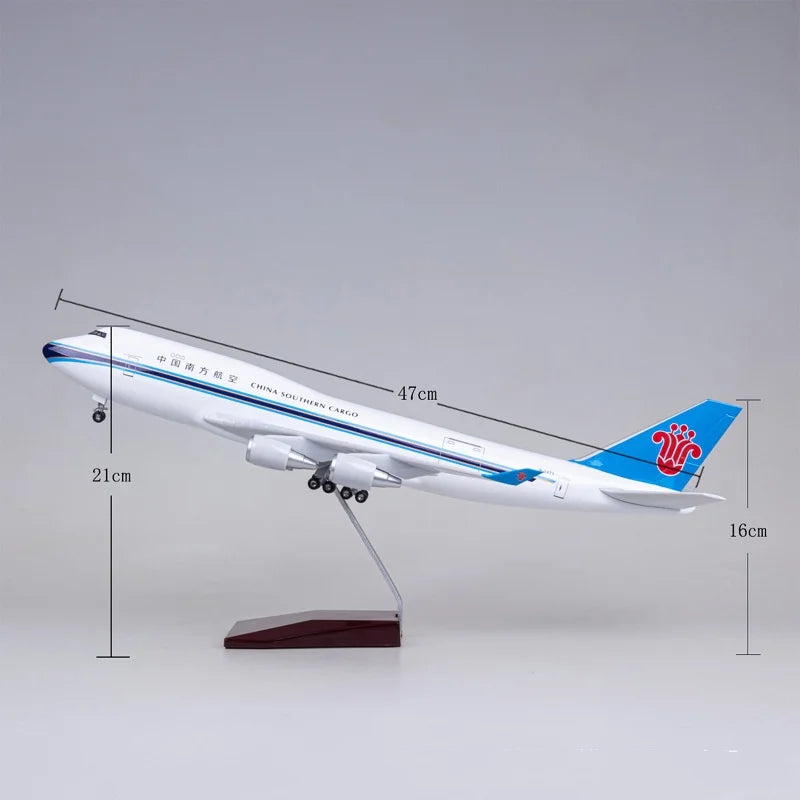 Scale 47cm Diecast Airplane B747 China Southern Civil Cargo Aircraft Resin Model Plane Kit With Wooden Base Aviation Hobby Gift