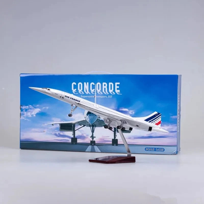 2025 New 1:125 Scale Resin Diecast Air France Concorde Airways With Light Plane Model Airplane Toys Aircraft Collection Display