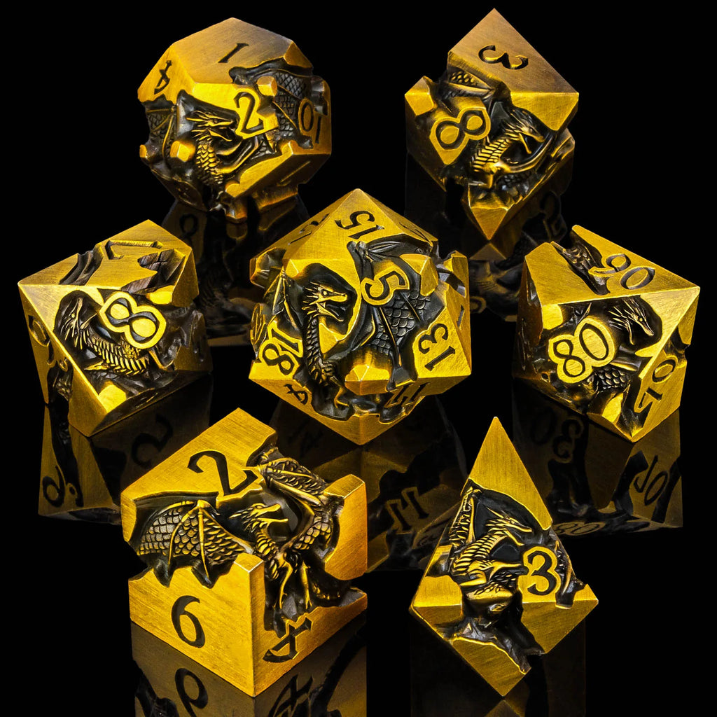 Dragon DND Dice Set for Role Playing Game, Blue Metal D&D Dice Set Dungeons and Dragons, 7Pcs RPG Polyhedral D and D Dice Set