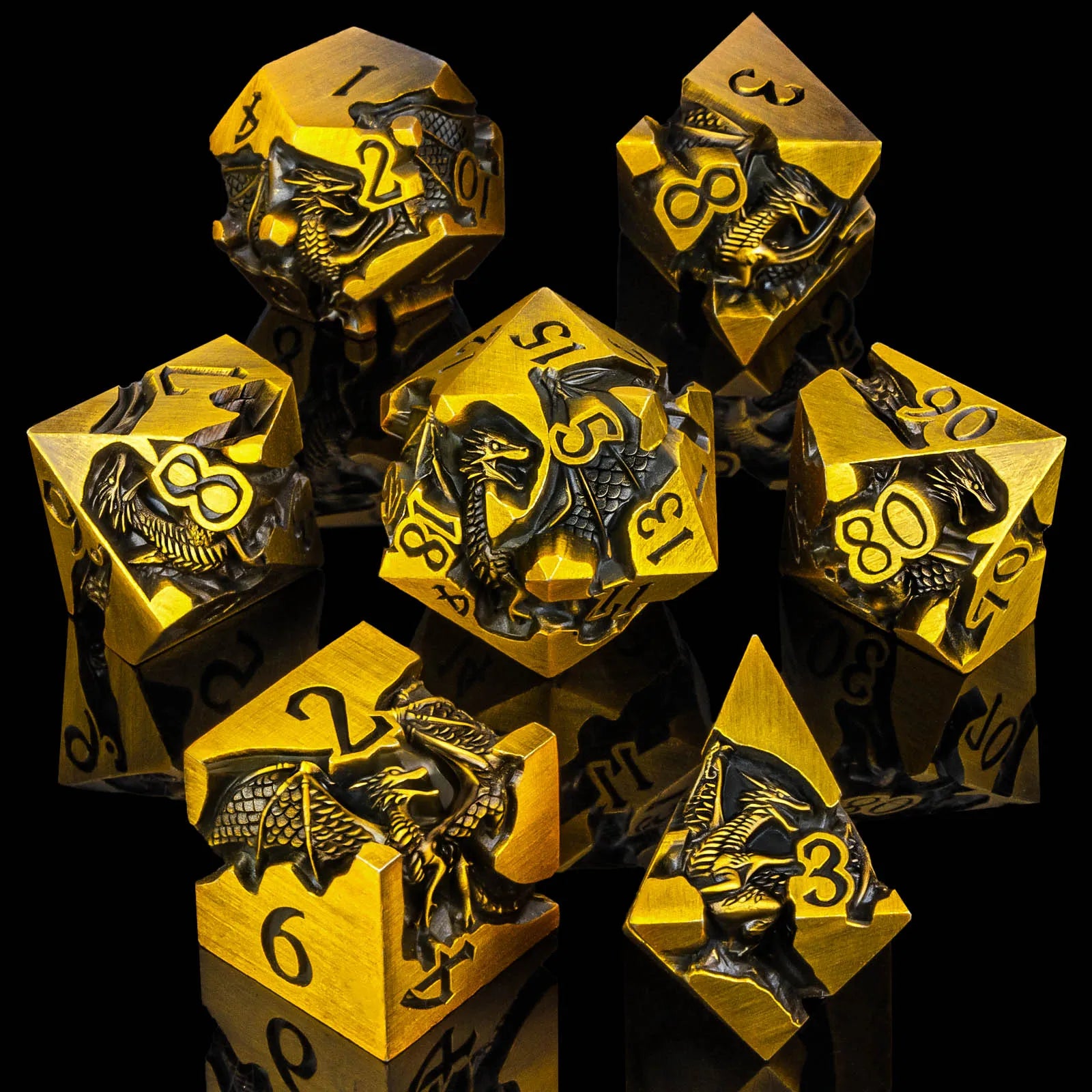 Dragon DND Dice Set for Role Playing Game, Blue Metal D&D Dice Set Dungeons and Dragons, 7Pcs RPG Polyhedral D and D Dice Set