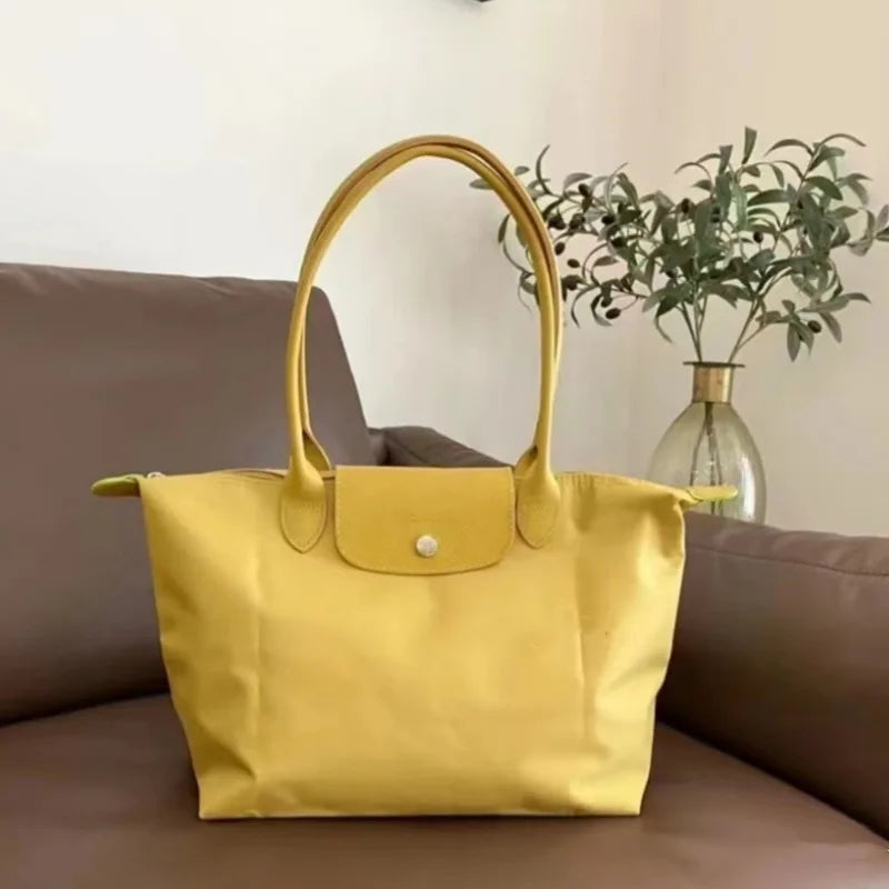 2026 Lightweight Foldable Nylon Shoulder Bag Ladies Water Resistant Shopping Tote Bag Large Handbag for Travel Daily Office