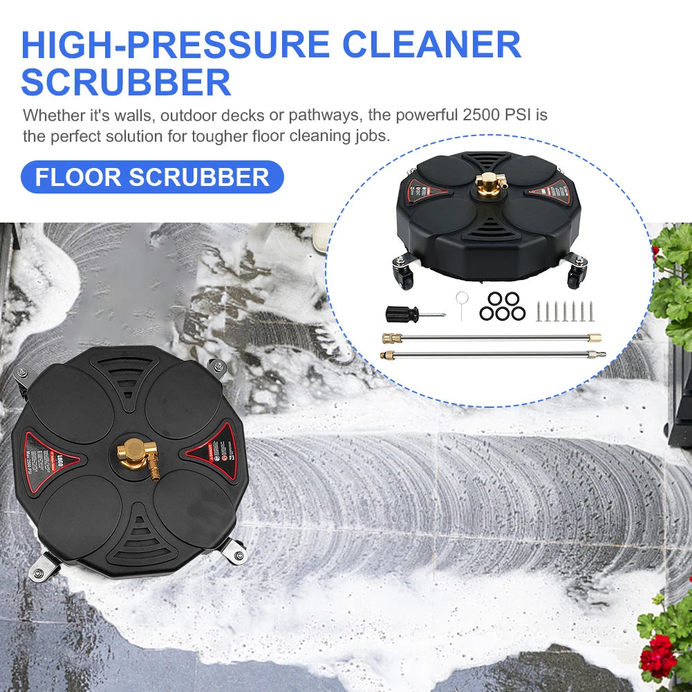 Floor Scrubber 1/4 Quick Connector Surface Cleaner 2500PSI Surface Cleaner Attachment with Extension Wand Replacement Nozzles