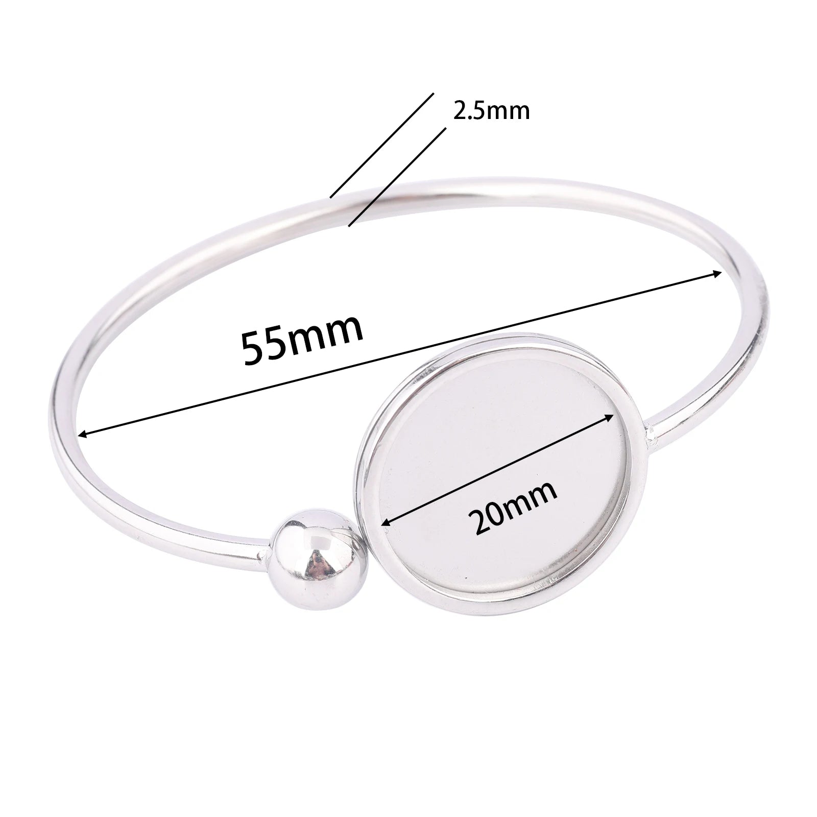 2pcs Stainless Steel 55mm Bendable Cuff Bracelet Base Blanks Gold Plated 20mm cabochon Bangle bezel settings for jewelry making