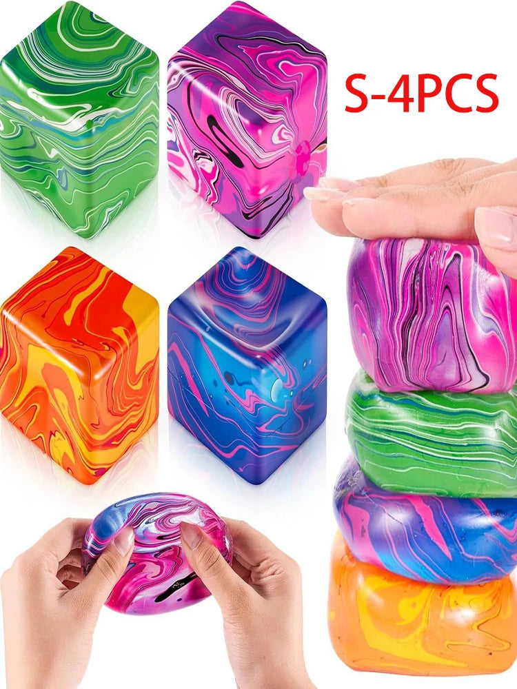 1/4PCS Flow Pattern Square Maltose Pinch Music Release Slow Rebound Release Pressure Colorful Decompression Party Favors