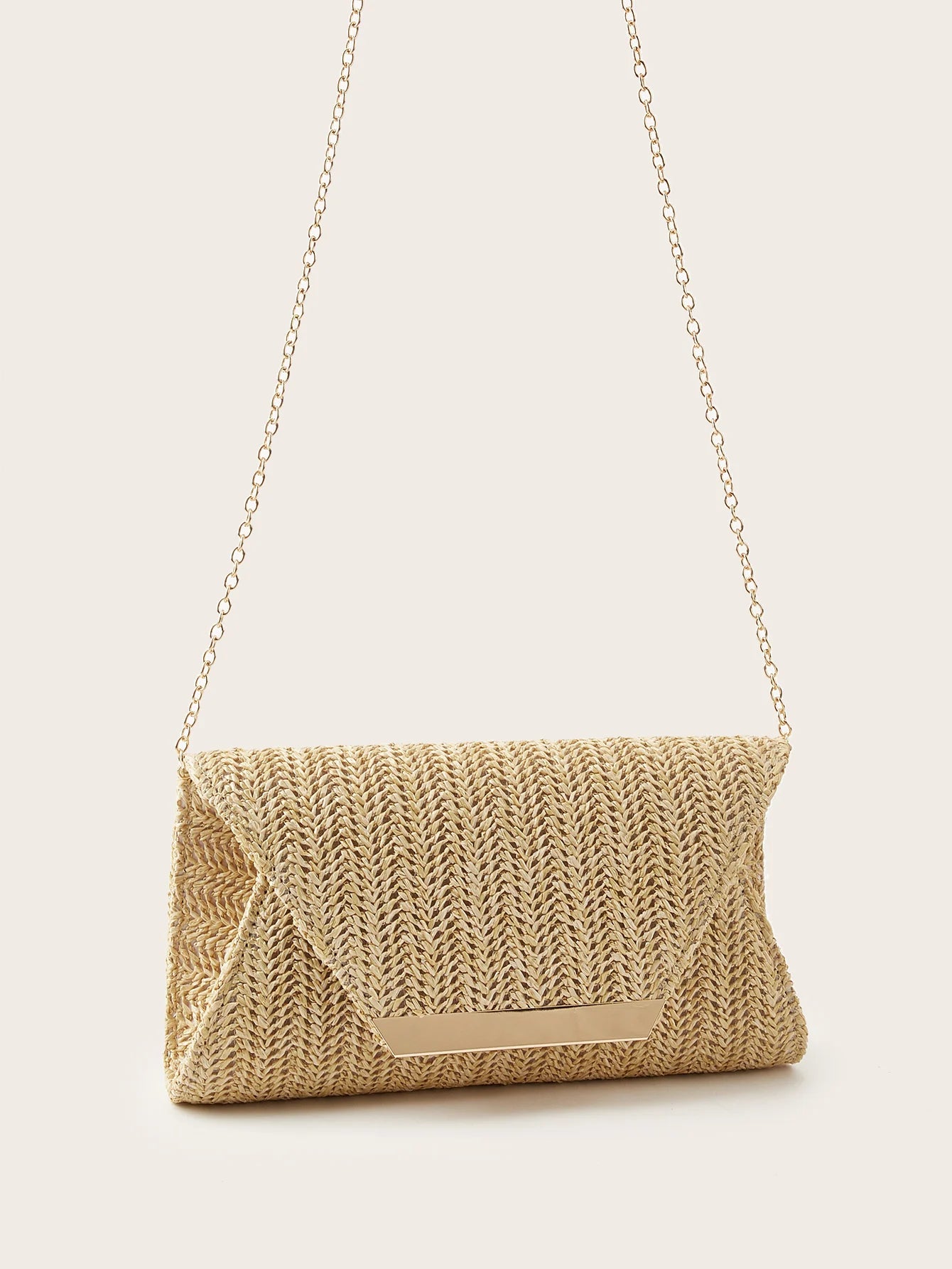 Women's Woven Clutch Bag, Beige, Solid Color, Summer, Holiday, Beach, Vacation Essential, Vacation Season, Versatile Business Commuter Women's Crossbody Bag, Casual, Simple, Beach