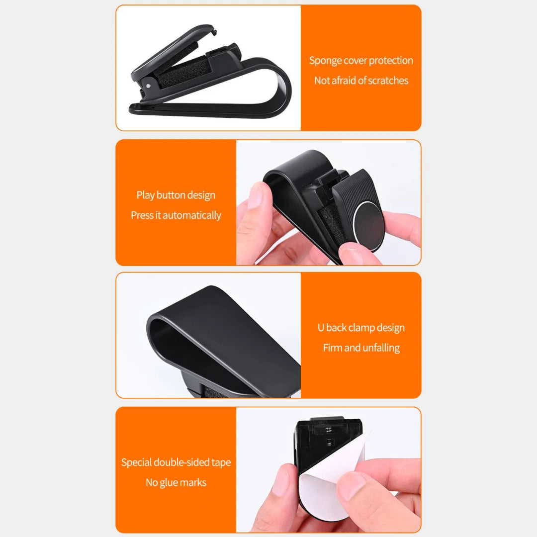 Car Glasses Holder Clip - Durable ABS Resin, Easy Installation for All Vehicle Models, Keeps Fashion Glasses Secure & Visible on