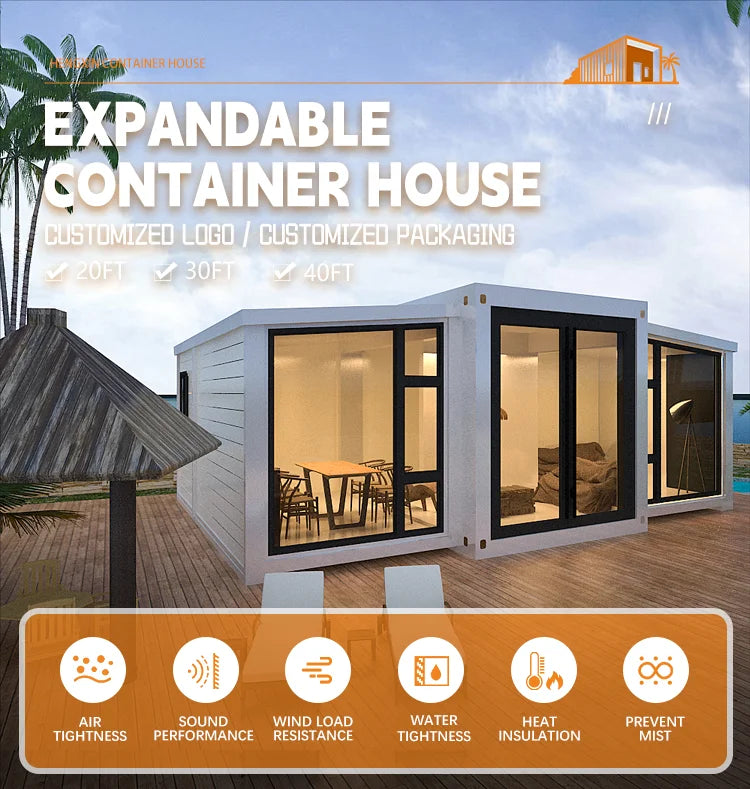 20ft/20ft Expandable Tiny House on Wheels Trailer Slide Outs Ready to Ship Home 2 Bedroom Prefabricated Mobile