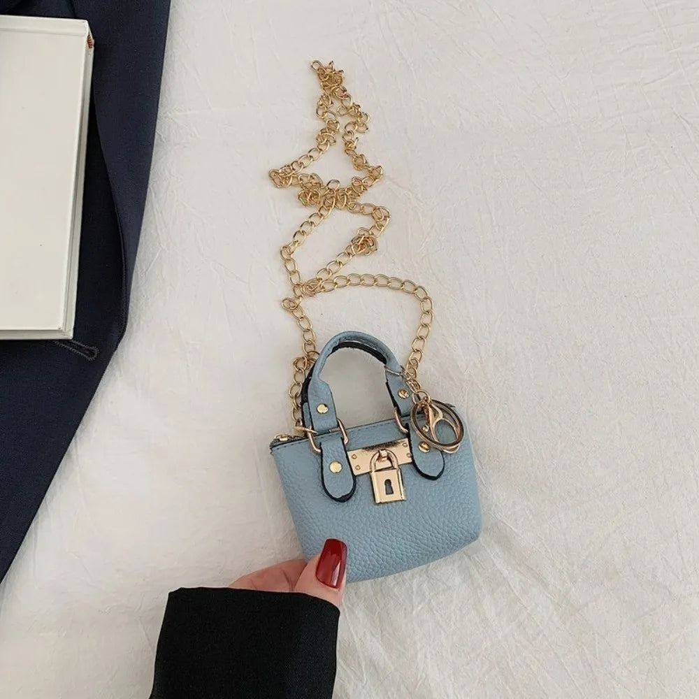 Portable Mini Small Square Bag Hand-held One-shoulder Shoulder Bag Chain Strap Wallet Keychain Women