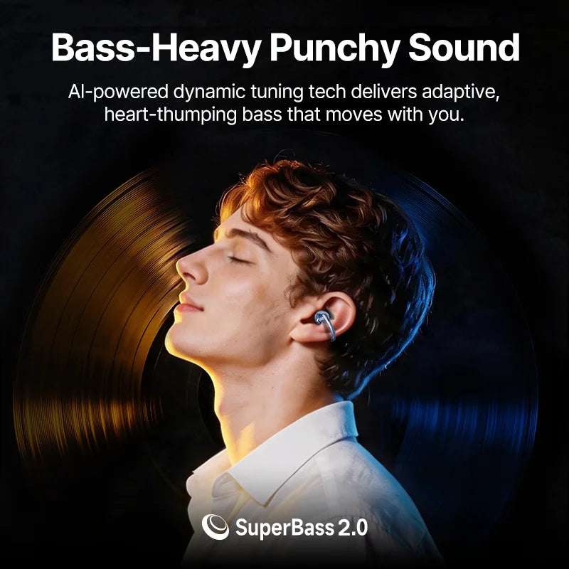 Baseus Bowie MC2 S Open Ear Wireless Earphones Bluetooth 6.0 Comfort Clip On Sports  Earbuds 4-Mic AI Clear Calls 50Hrs Playtime
