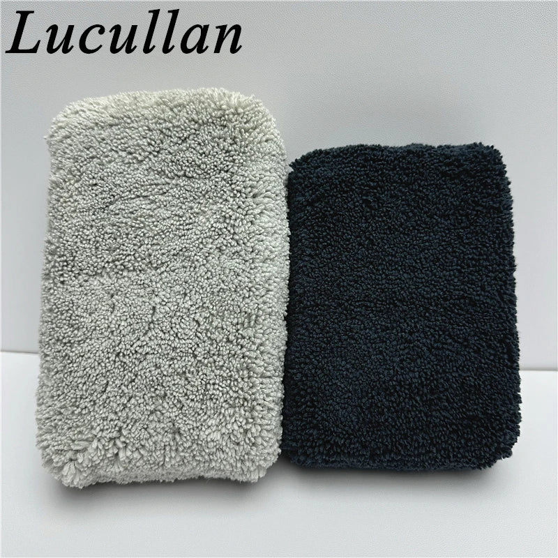 Lucullan Premium Grade Cobra Long Fiber Plush Wax Glazes Rectangle Foam Pad Microfiber Detailing Applicator Sponge