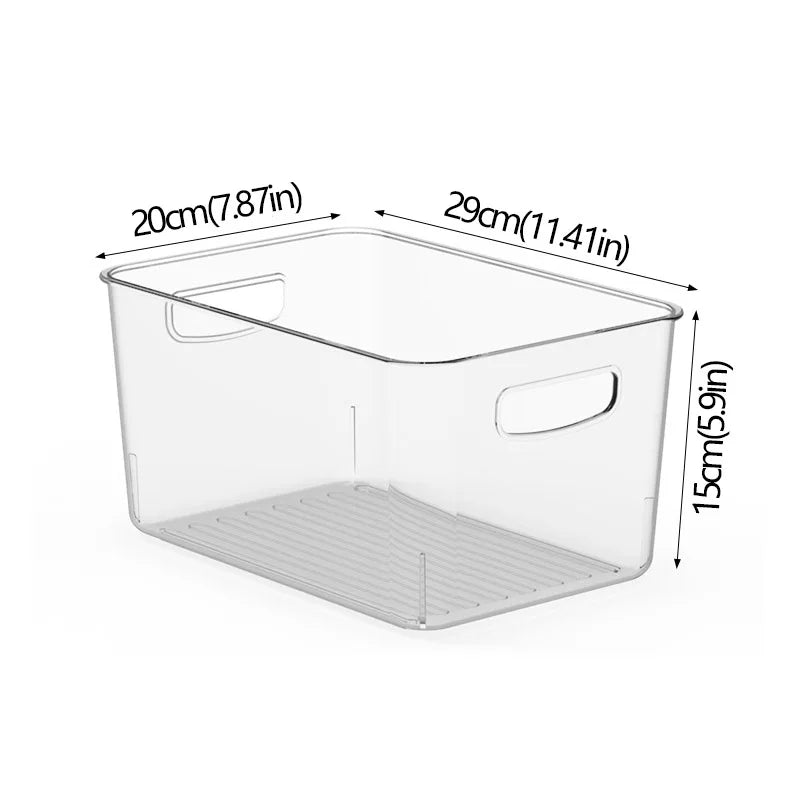 Refrigerator Organizer Bins Stackable Fridge Food Storage Box With Handle Clear Plastic Pantry Freezer Organizer Tool