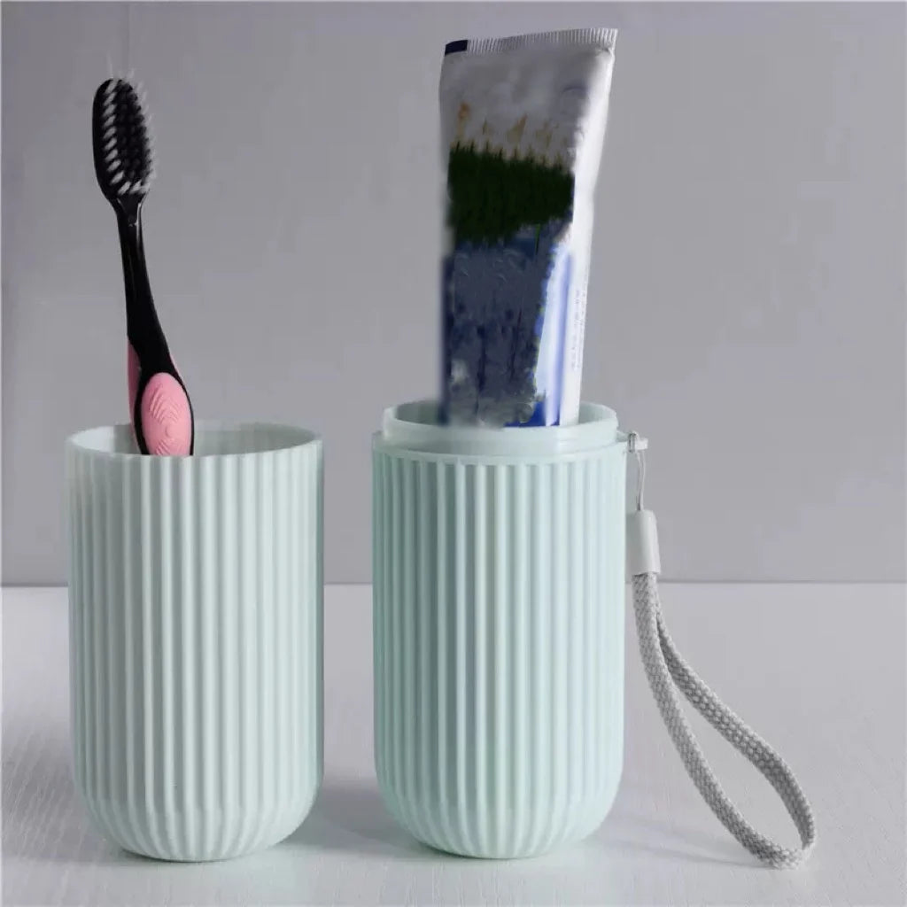 Travel Toothbrush Box Vertical Stripe Portable Mouthwash Cup Brushing Cup Washing Cup Toothware Box Toothpaste Storage Boxes