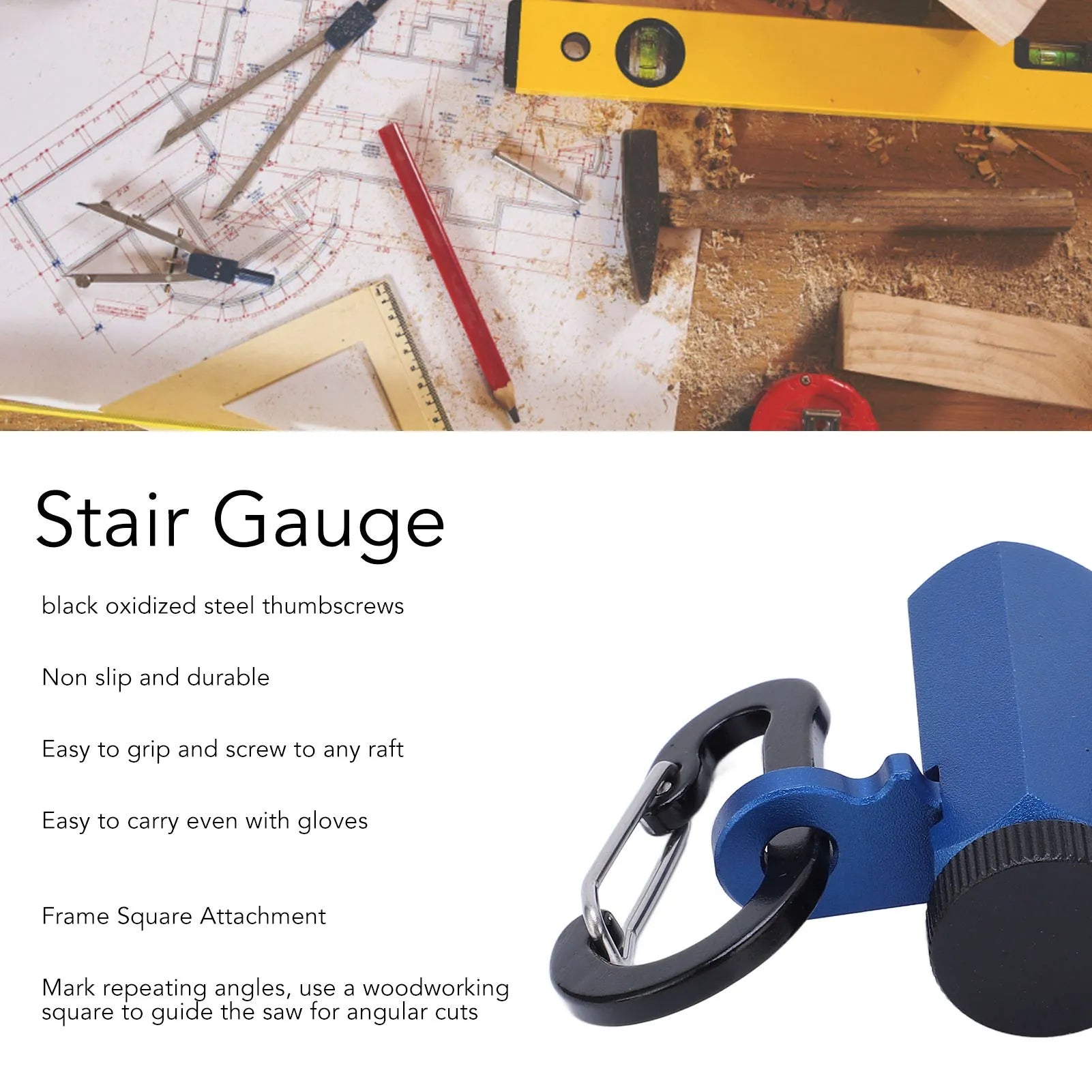 Aluminium Alloy Stair Gauge Stair Gauge Aluminum Alloy Hex Flat Gauge with Thumb Screw for Framing and Rafter Framing Jig