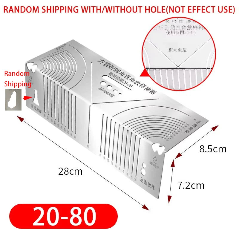 Arc Marking Ruler Right Angle Construction Arc Parallel Drawing Tool 90 Degree Folding Ruler for Metalworking Cutting Guide