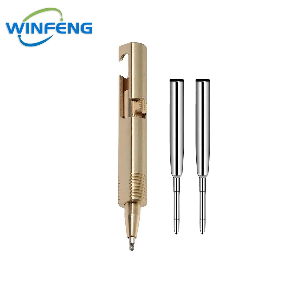 Mini Bolt Action Ballpoint Pen Retro Brass Business Signature Pen Outdoor Camping Tactical Writing Tool Office School Stationery
