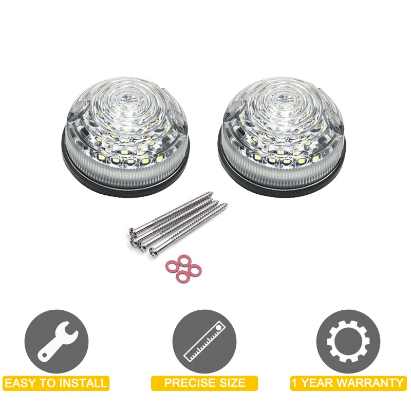 2Pcs Clear Lens Front Side White Clearance Position Light Assembly For Land Rover Defender 90/110 1983-2016